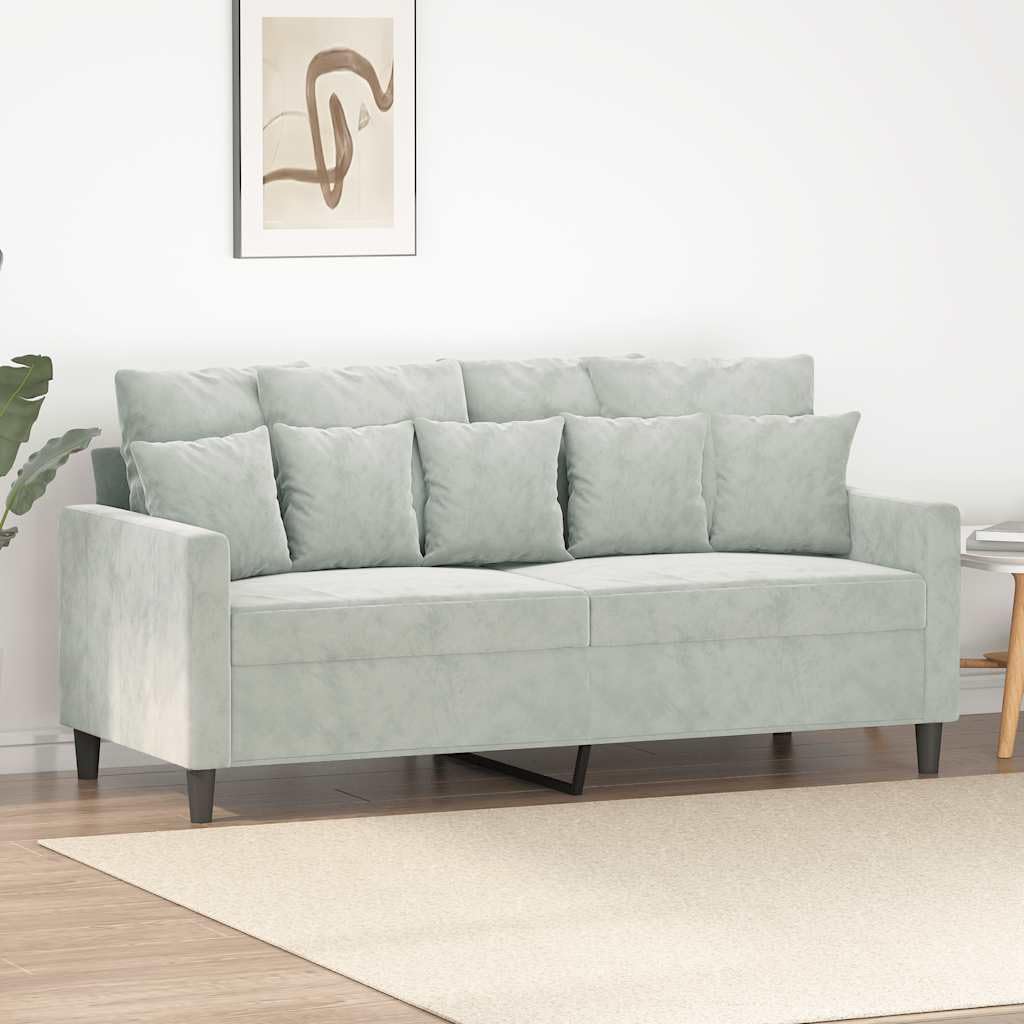 Light Gray Velvet 2-Seater Sofa L925