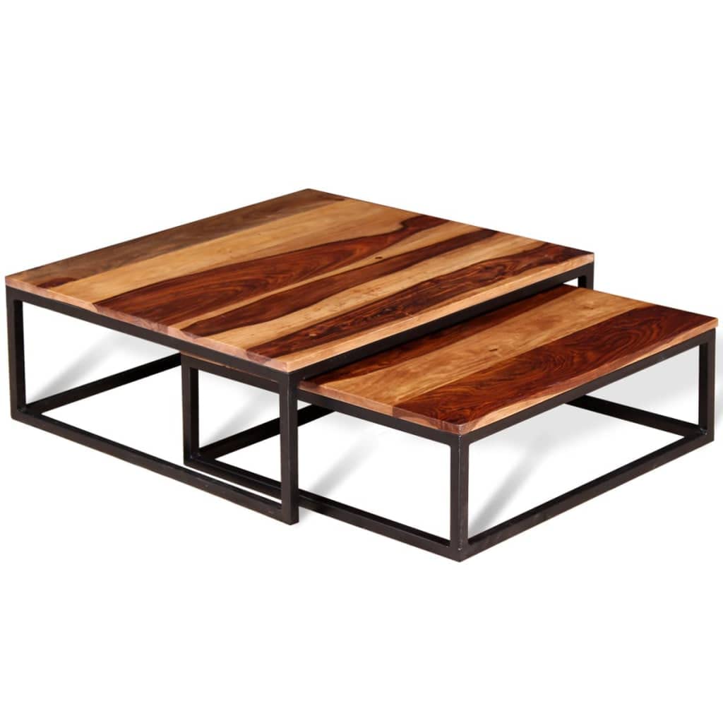 Coffee Table Side Tables 2 Piece Nesting Set Solid Sheesham Wood S211
