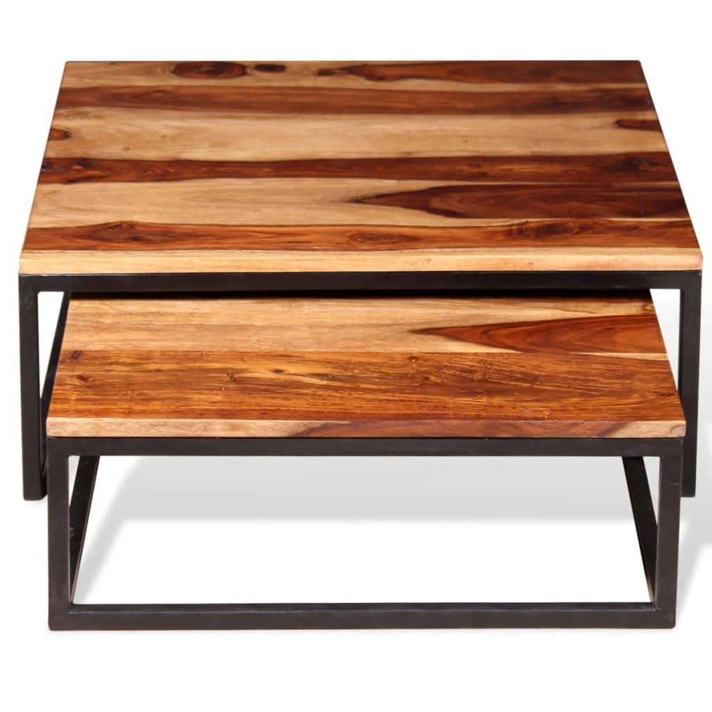 Coffee Table Side Tables 2 Piece Nesting Set Solid Sheesham Wood S211