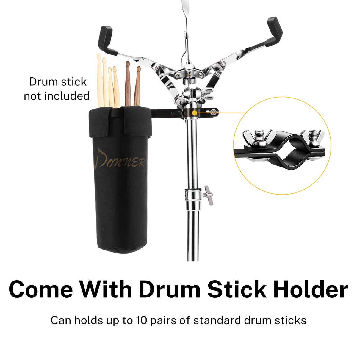 Adjustable Double Braced Snare Drum Stand with Drumstick Holder L652