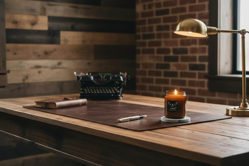16 oz Wood Wick Soy Leather Scented Candle K9041