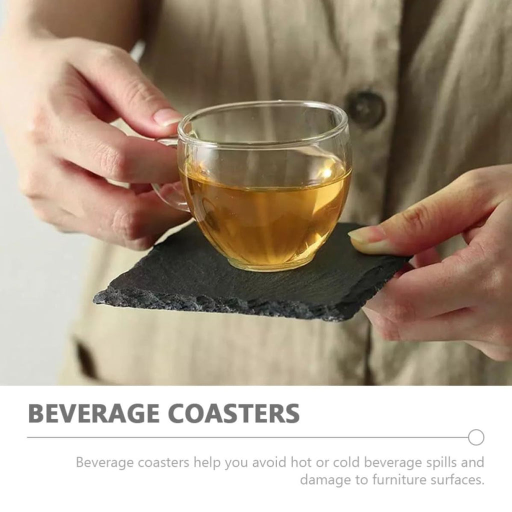 Black Natural Stone Coasters Set Y783