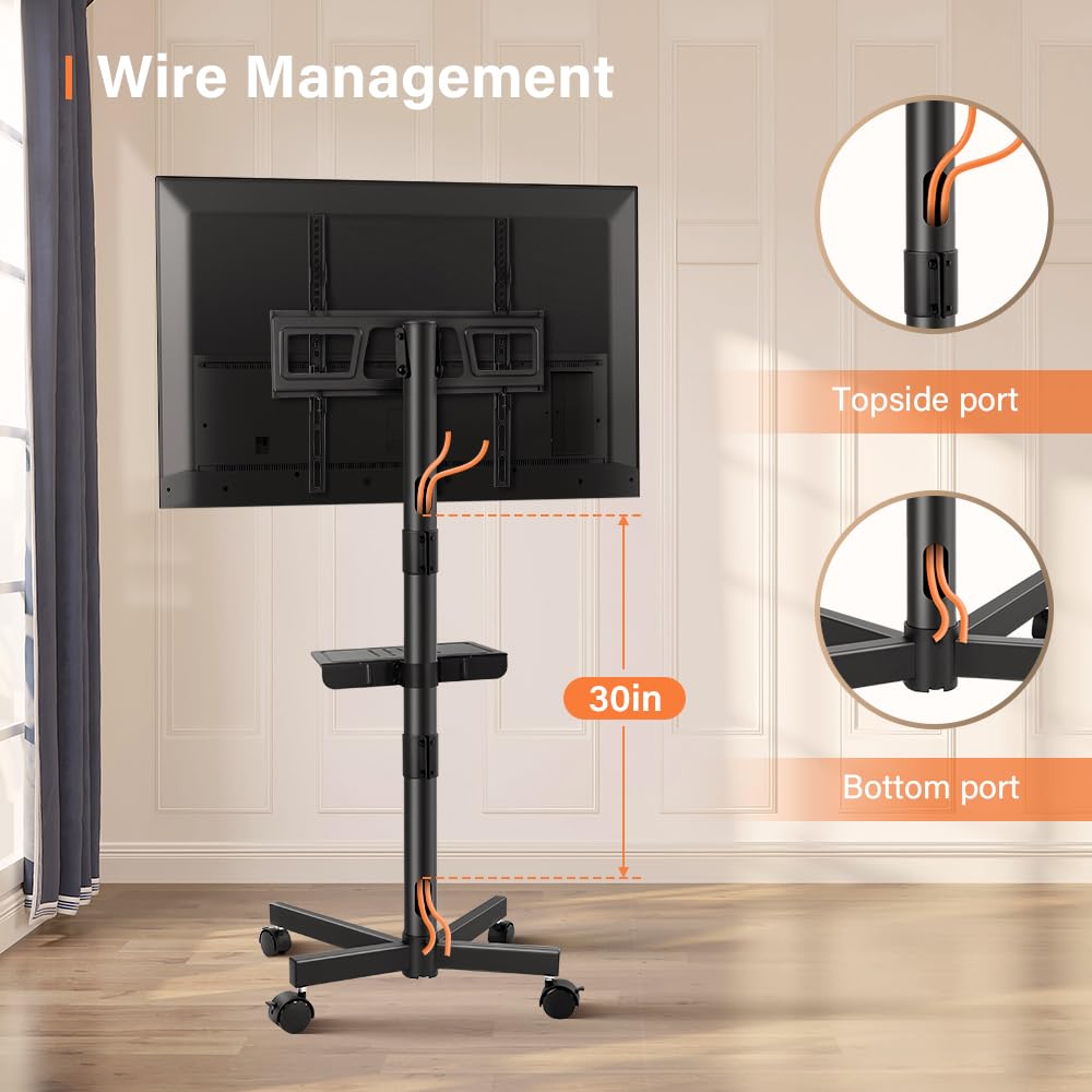 Mobile TV Cart for 23 to 65 inch Flat Screen TVs on Wheels Q8658