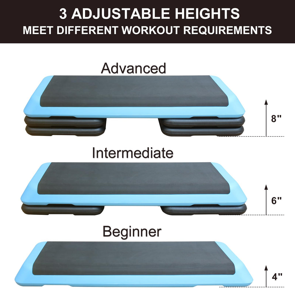 43'' Height-Adjustable Aerobic Stepper with 4 Detachable Risers N79981