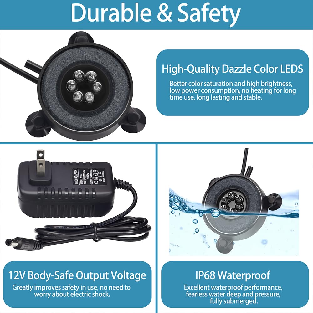 2 Inch LED Air Bubble Stone Disk with Air Tubing Y89701
