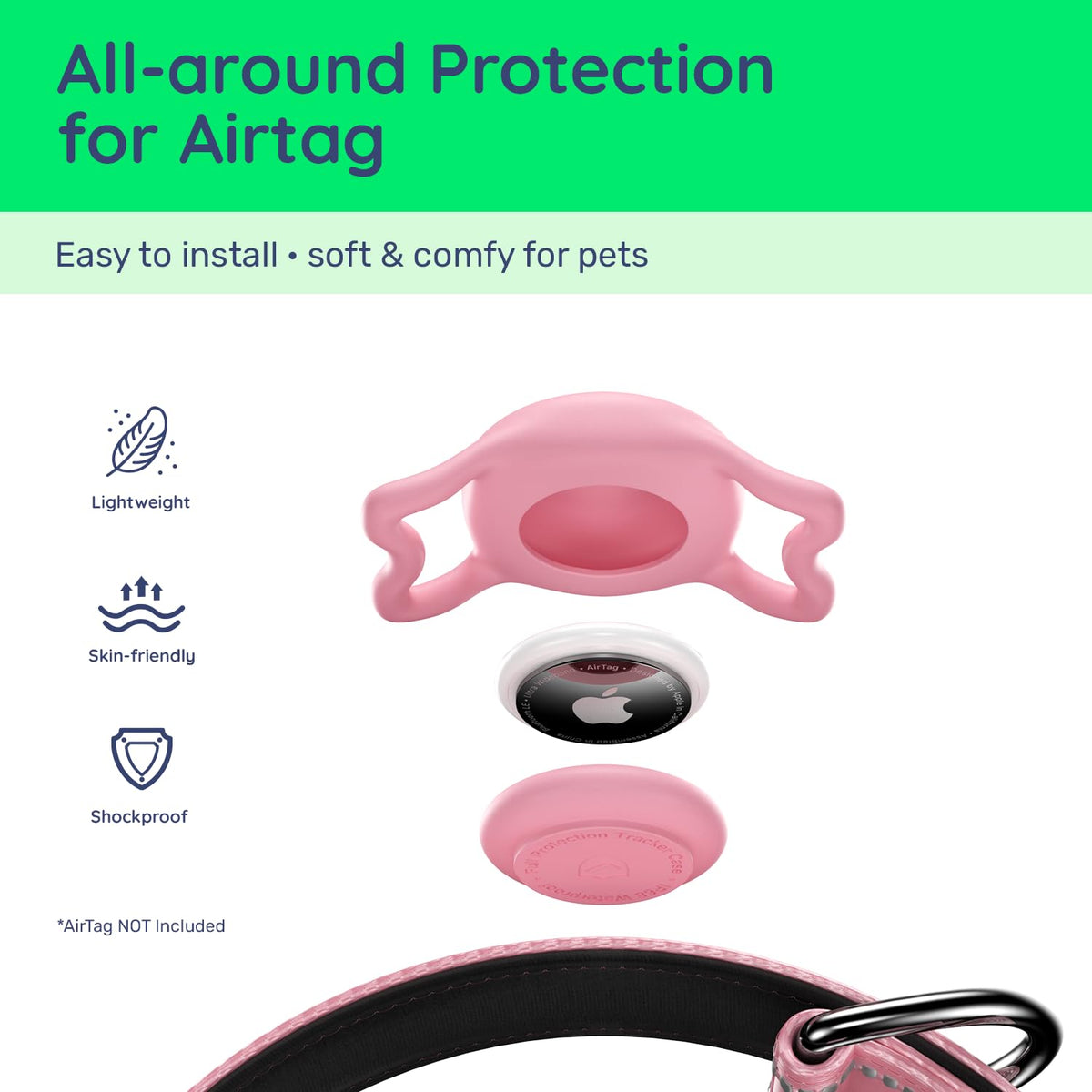 Pink IP68 Waterproof Dog Collar N526731
