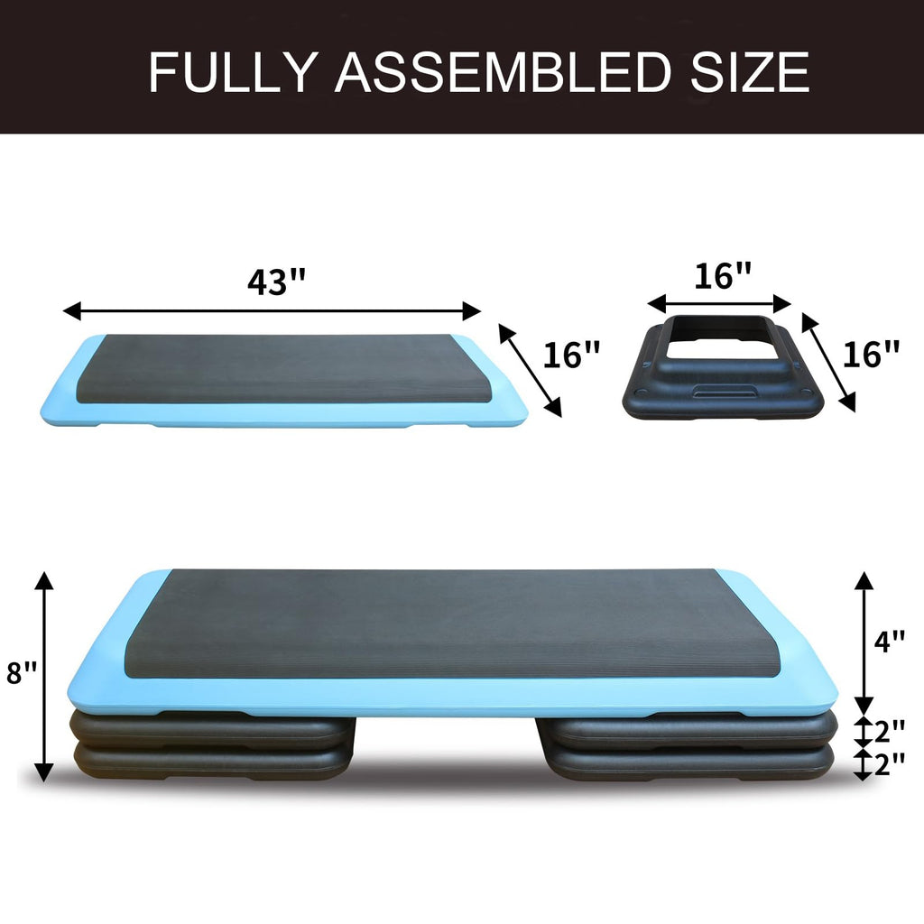 43'' Height-Adjustable Aerobic Stepper with 4 Detachable Risers N79981