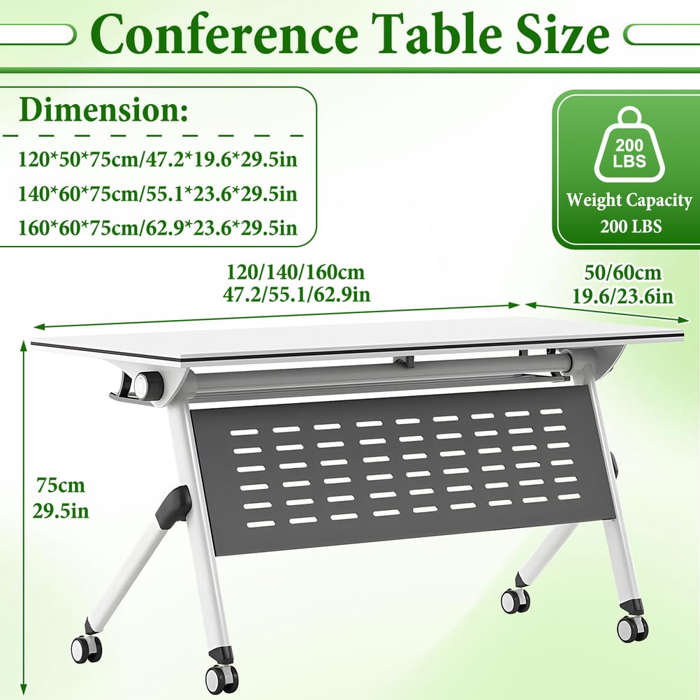 Folding Conference Table with Locking Wheels, 8 Pack, 63x24x30 Inch R7327