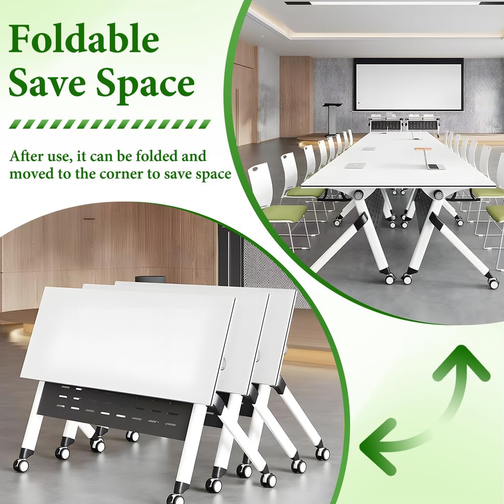 Folding Conference Table with Locking Wheels, 8 Pack, 63x24x30 Inch R7327