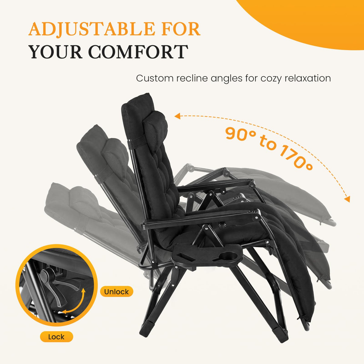 Zero Gravity Chair with Cup Holder Trays Q3658