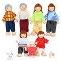 Wooden Dollhouse Dolls Family Set of 7 Miniature Figures and 2 Pets Z916