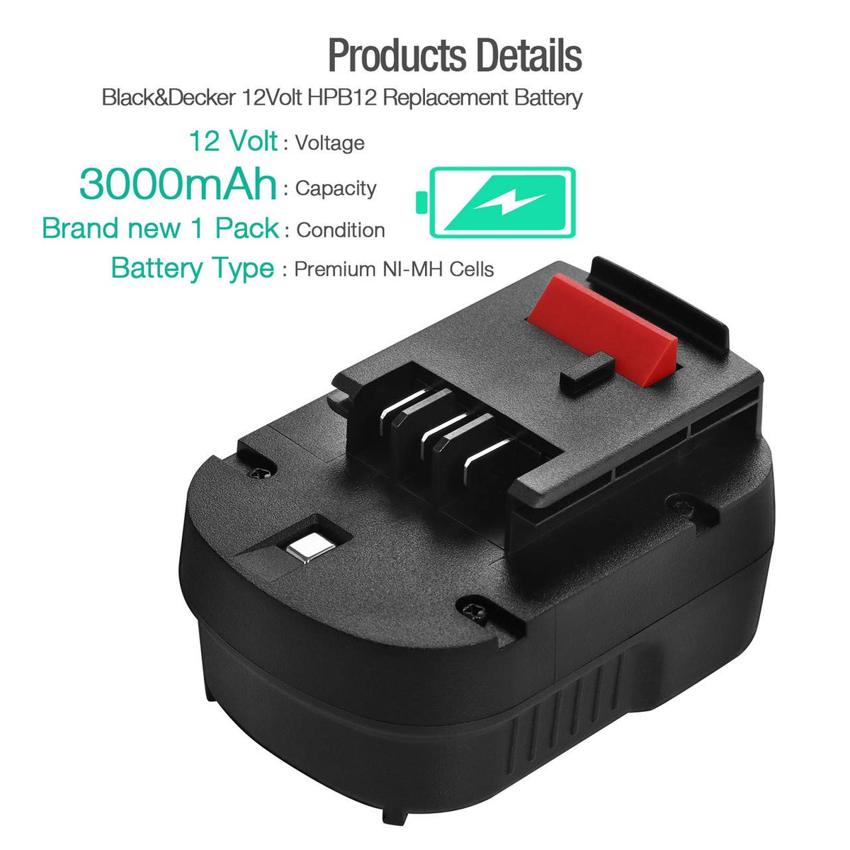 12V 3700mAh NI-MH Replacement Battery J4849