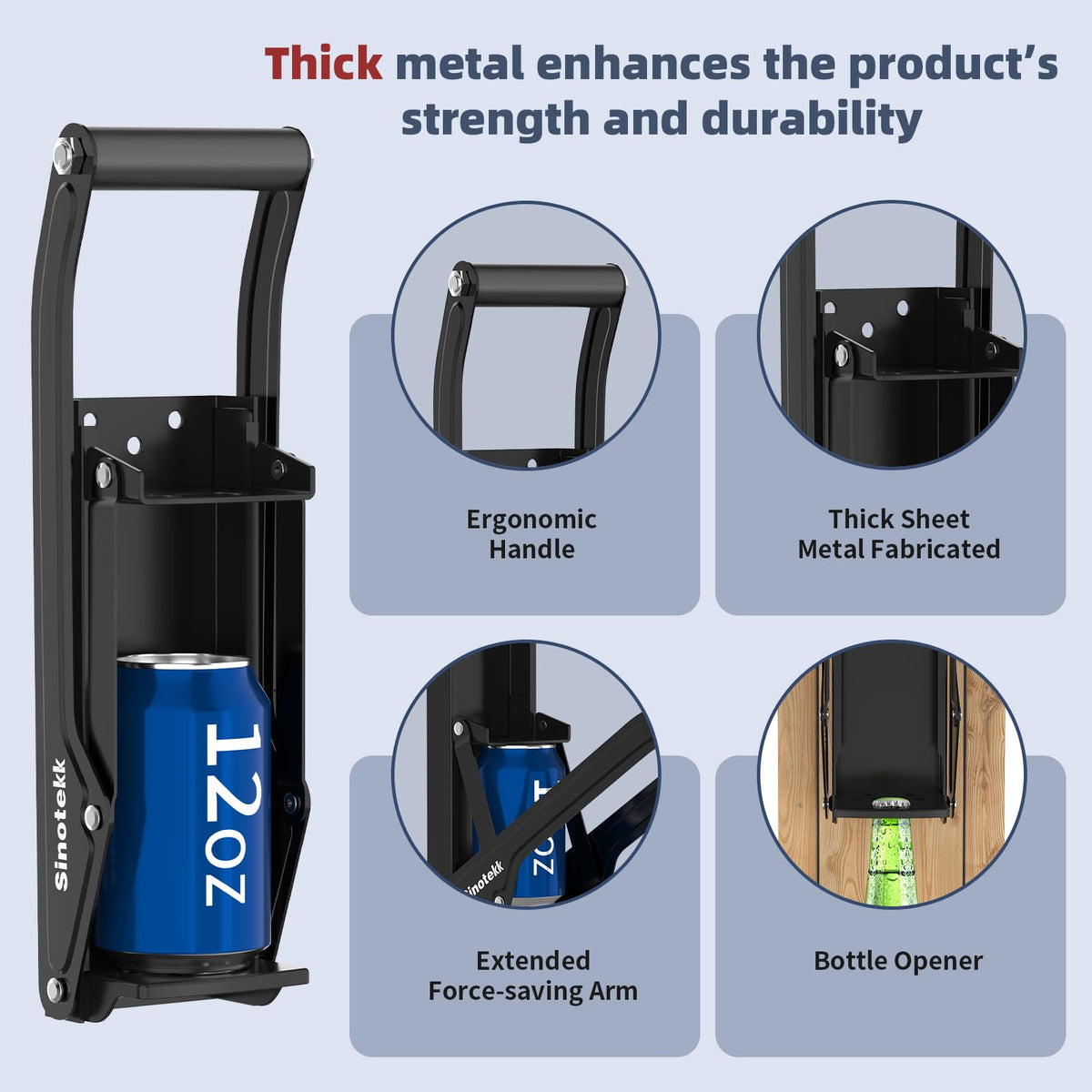 16 oz Wall Mounted Steel Can Crusher with Bottle Opener Z797288