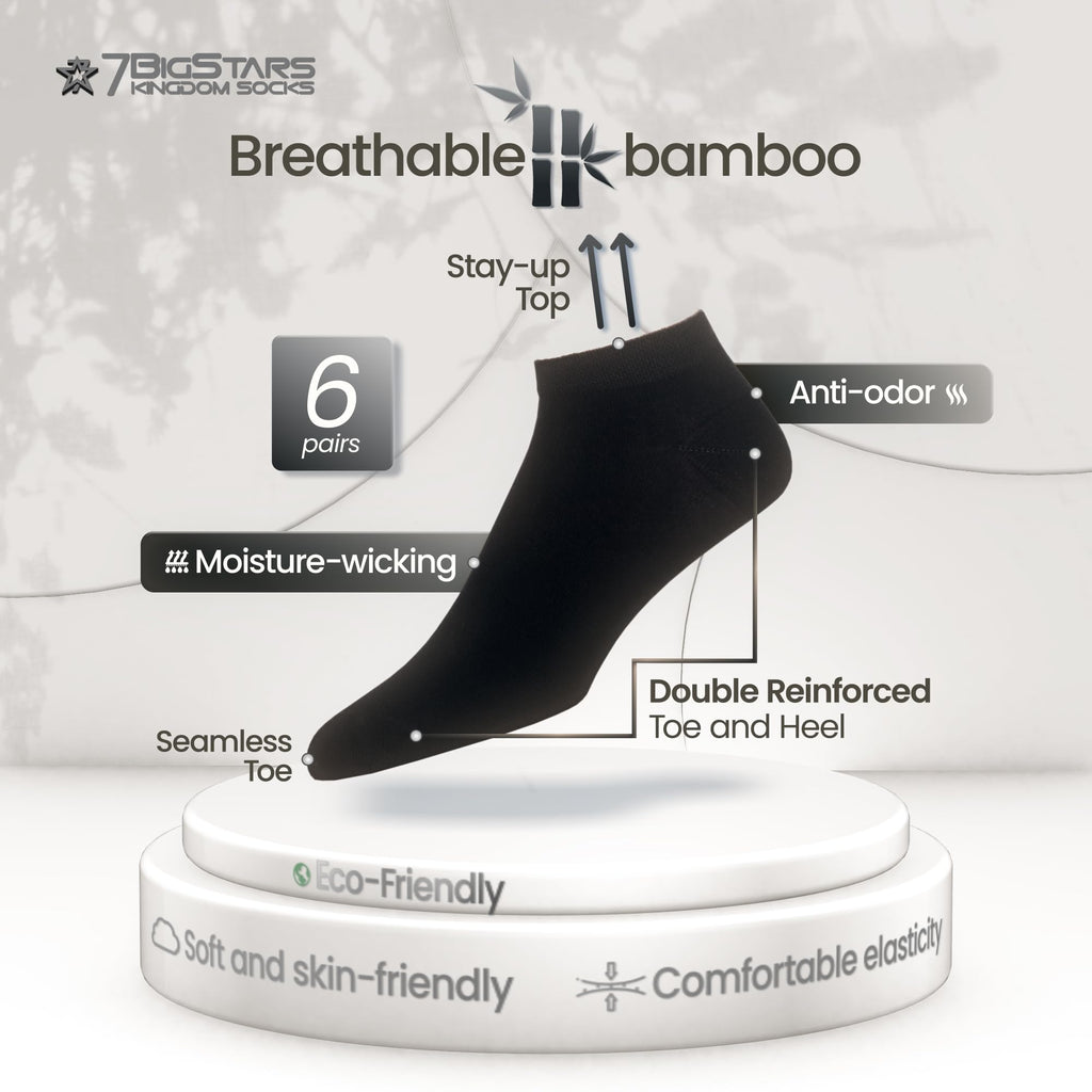 Men Viscose from Bamboo Ankle Socks 6 Pack O2319