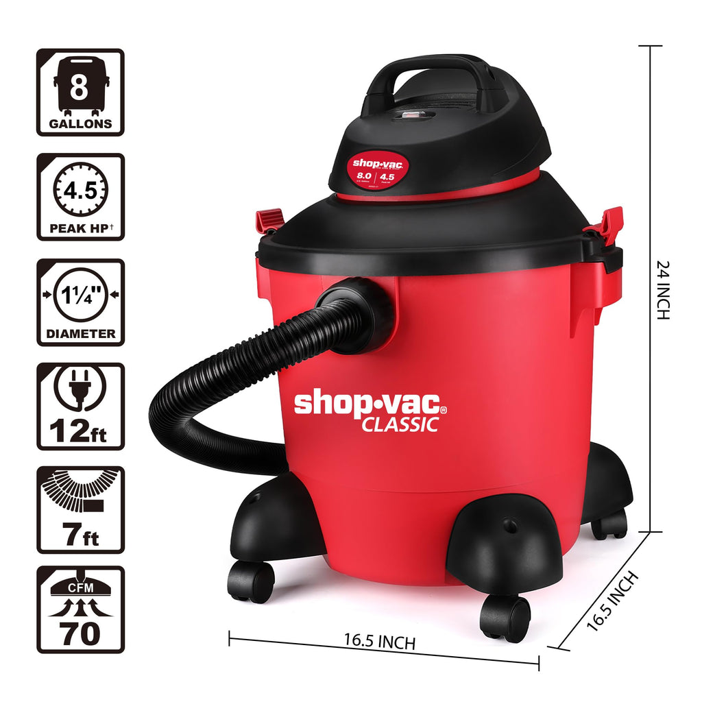 8 Gallon 4.5-Peak HP Wet/Dry Vacuum V386