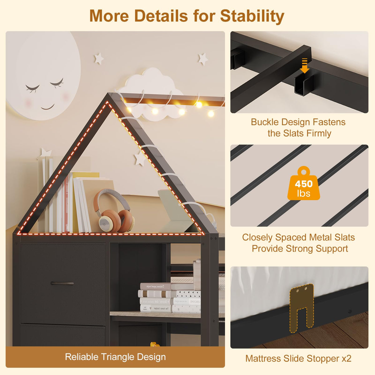 Twin Bunk Bed with Storage Bookshelf, 6 Drawers & USB J6243