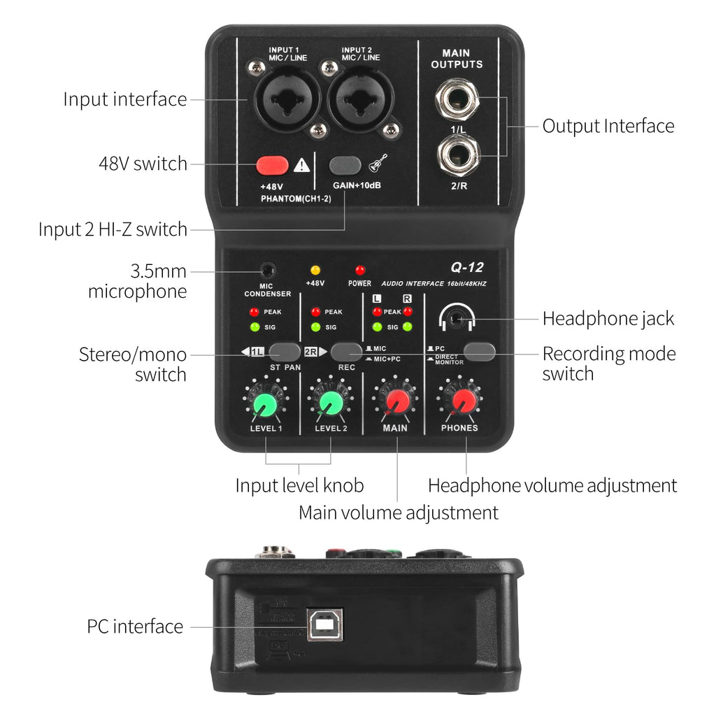 USB Audio Interface with XLR and 3.55m Microphone Jack F450353