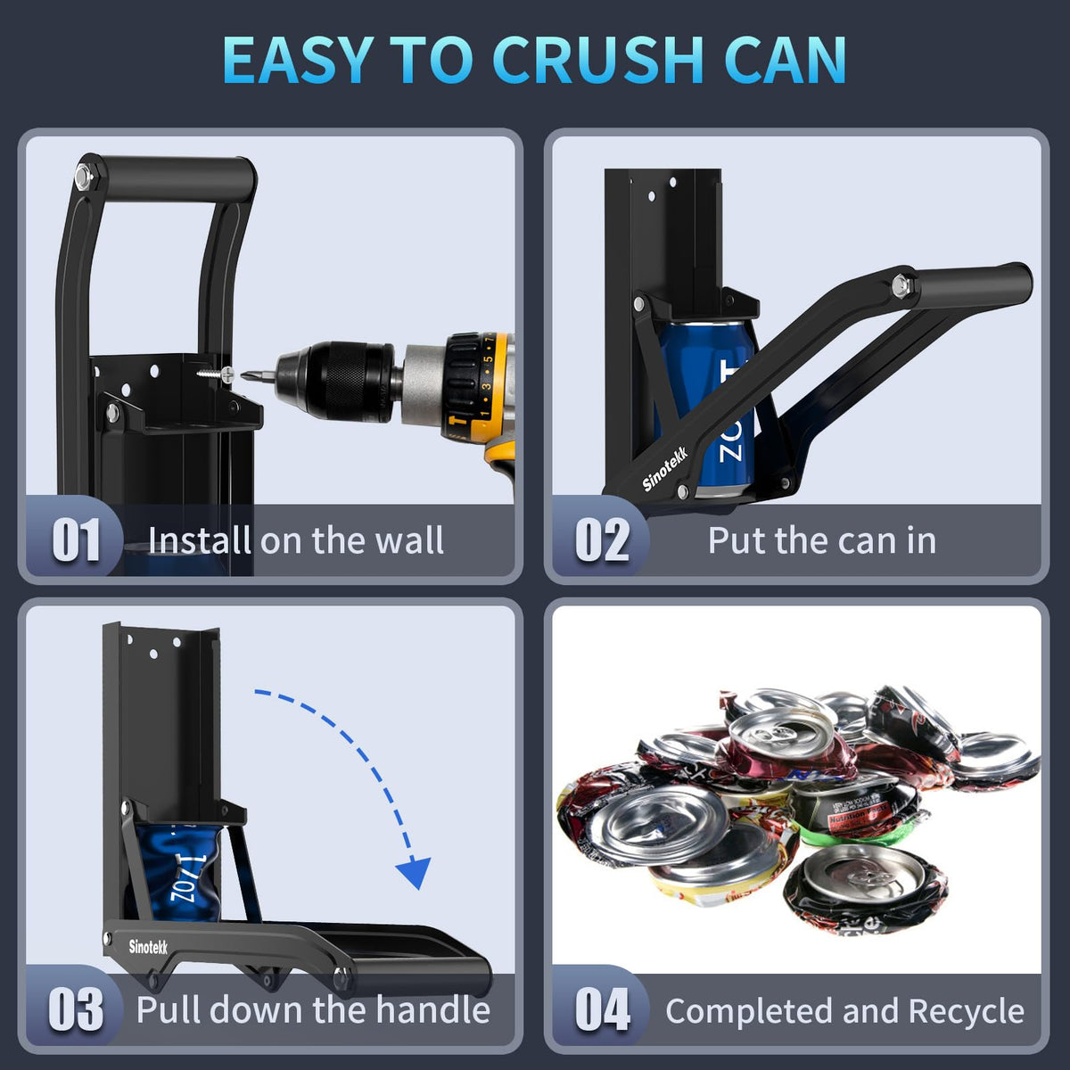 16 oz Wall Mounted Steel Can Crusher with Bottle Opener Z797288