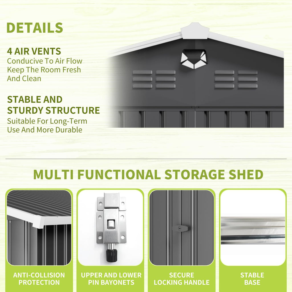 10x14 Metal Storage Shed with Lockable Doors F583