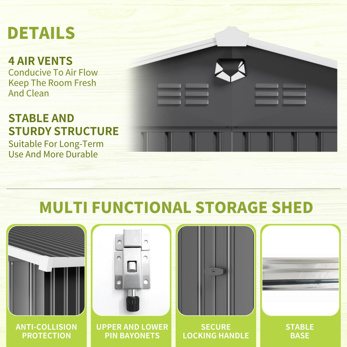 10x14 Metal Storage Shed with Lockable Doors F583