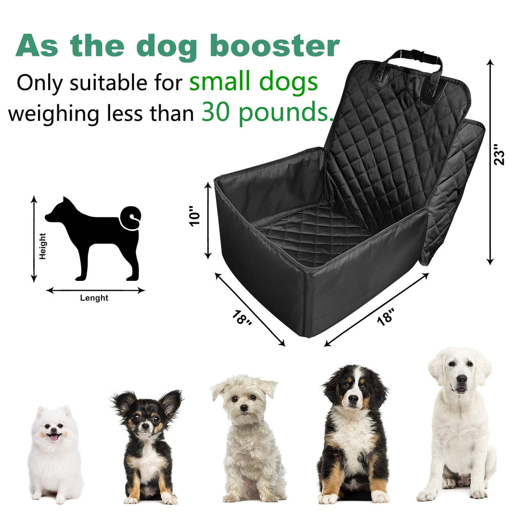 Black 2 in 1 Waterproof Dog Car Seat Cover with Safety Belt Q574