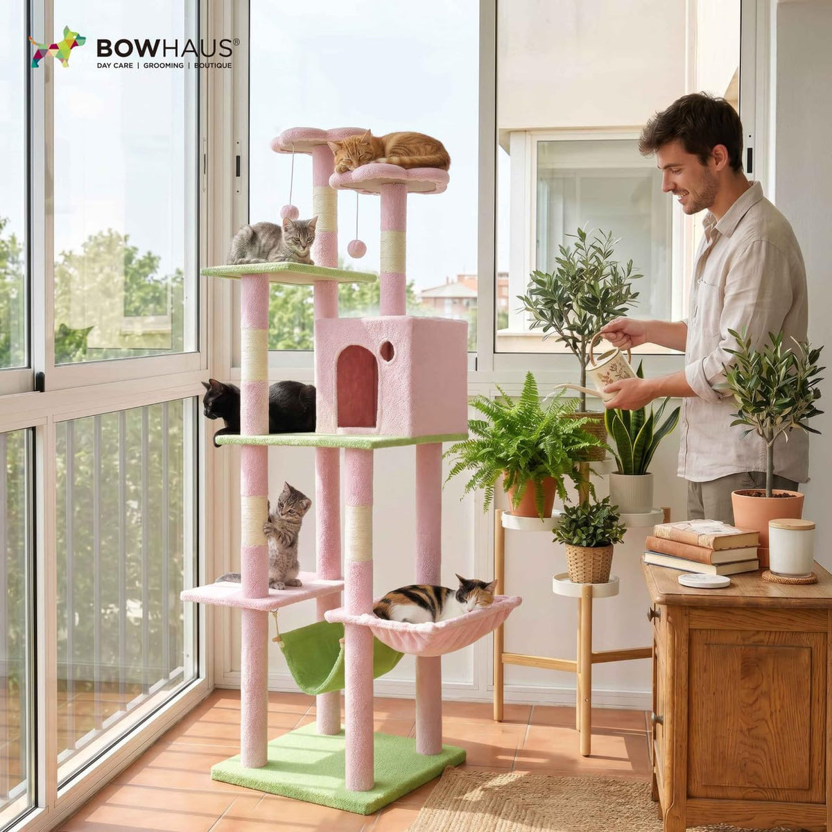 67-Inch Multi-Level Cat Tree with Hammock and Scratching Posts I209917