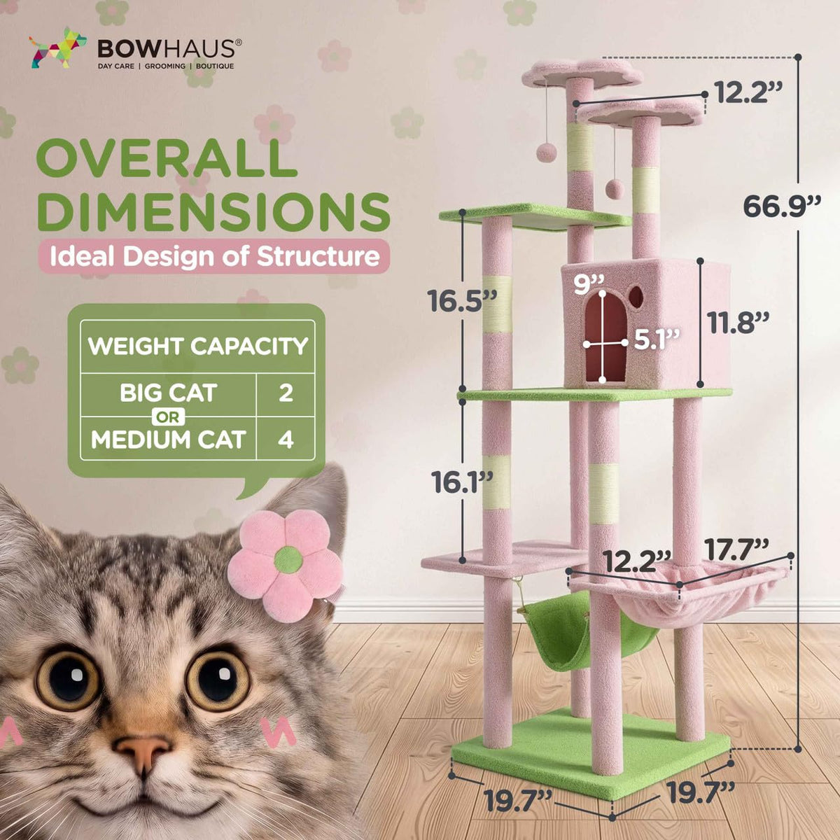 67-Inch Multi-Level Cat Tree with Hammock and Scratching Posts I209917