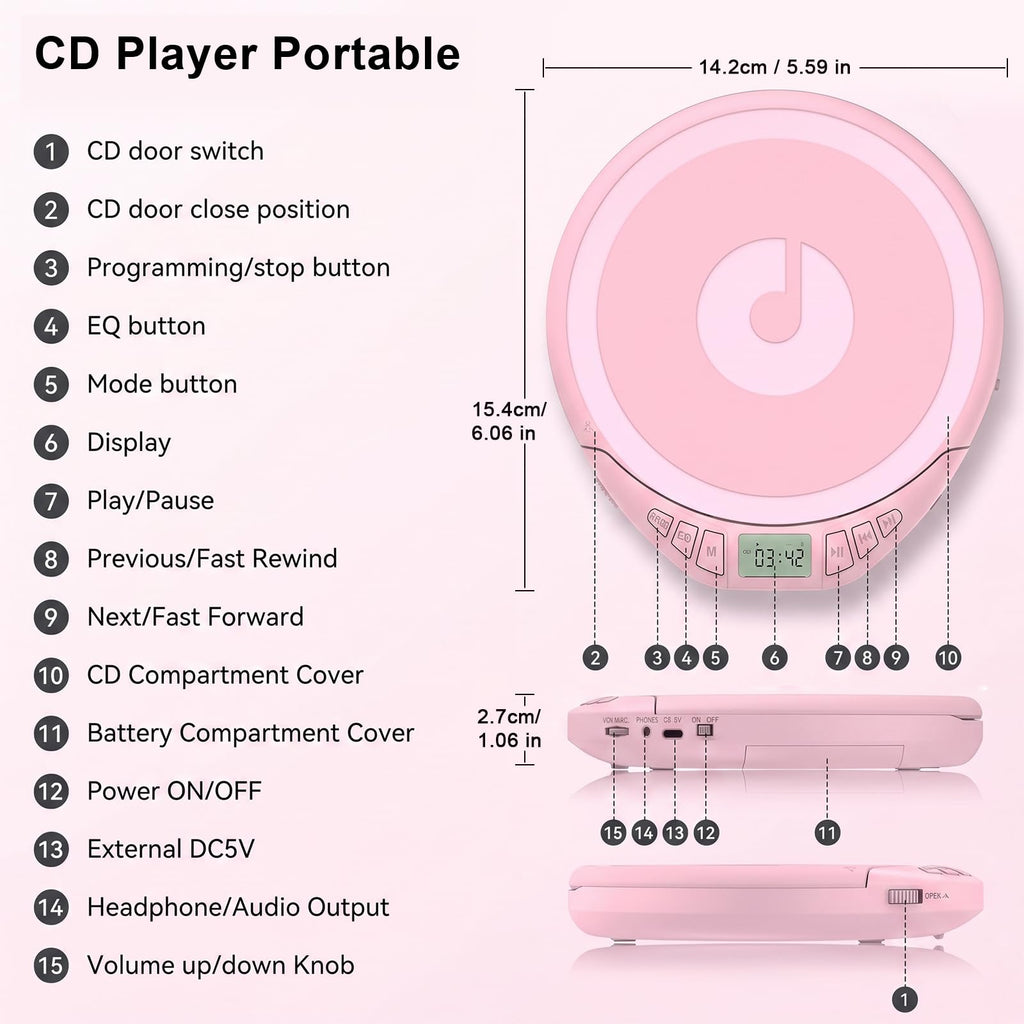 Portable CD Player with Earphones I88820
