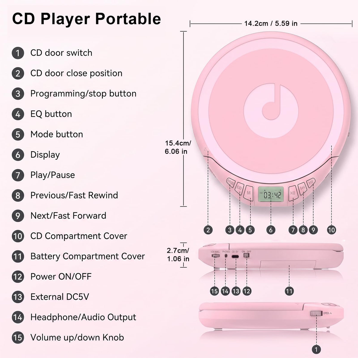 Portable CD Player with Earphones I88820