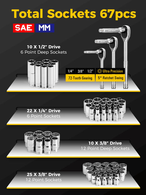 203-Piece SAE/Metric Mechanics Tool Set O8740