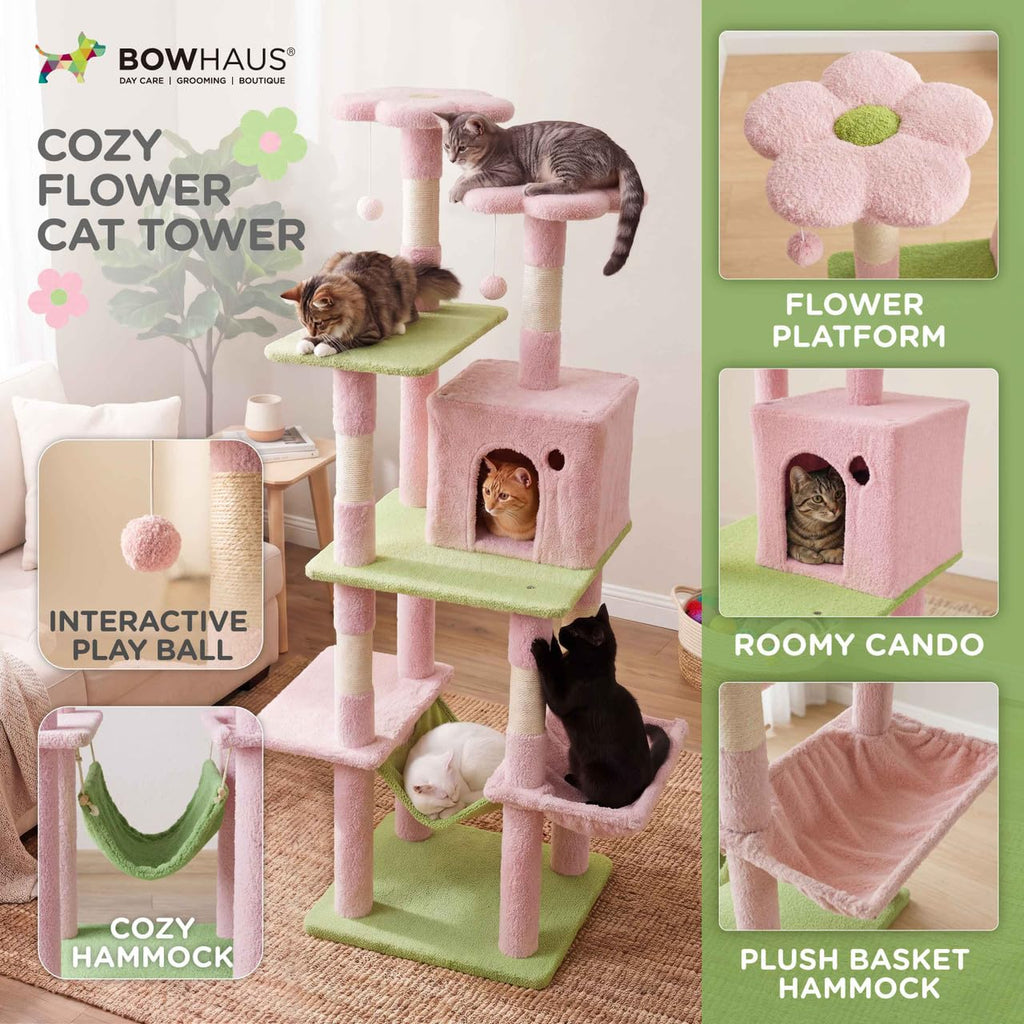 67-Inch Multi-Level Cat Tree with Hammock and Scratching Posts I209917