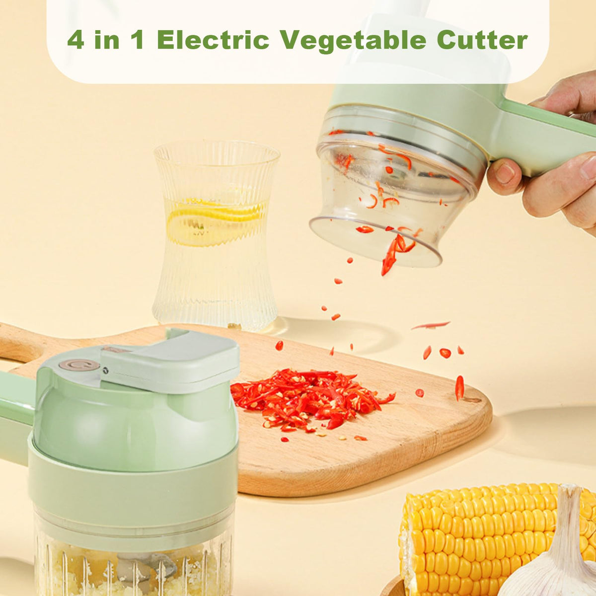 4 in 1 Portable Electric Vegetable Cutter Set V63456