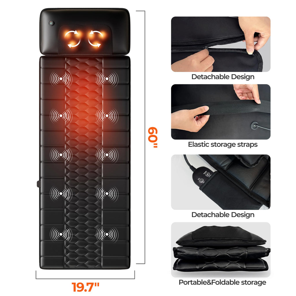 10 Motors Vibrating Heating Full Body Massage Mat X882