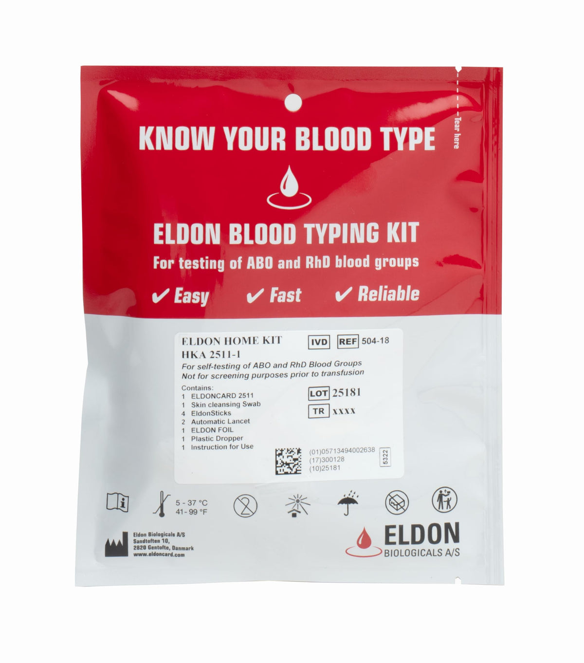 Blood Typing Kit, 1 Test Pack F924438