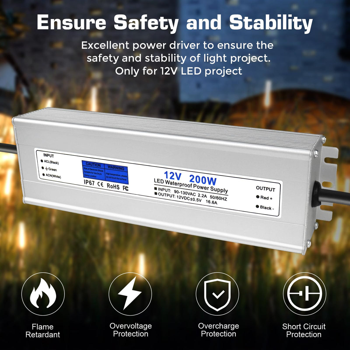 200W IP67 Waterproof 12V LED Driver K801