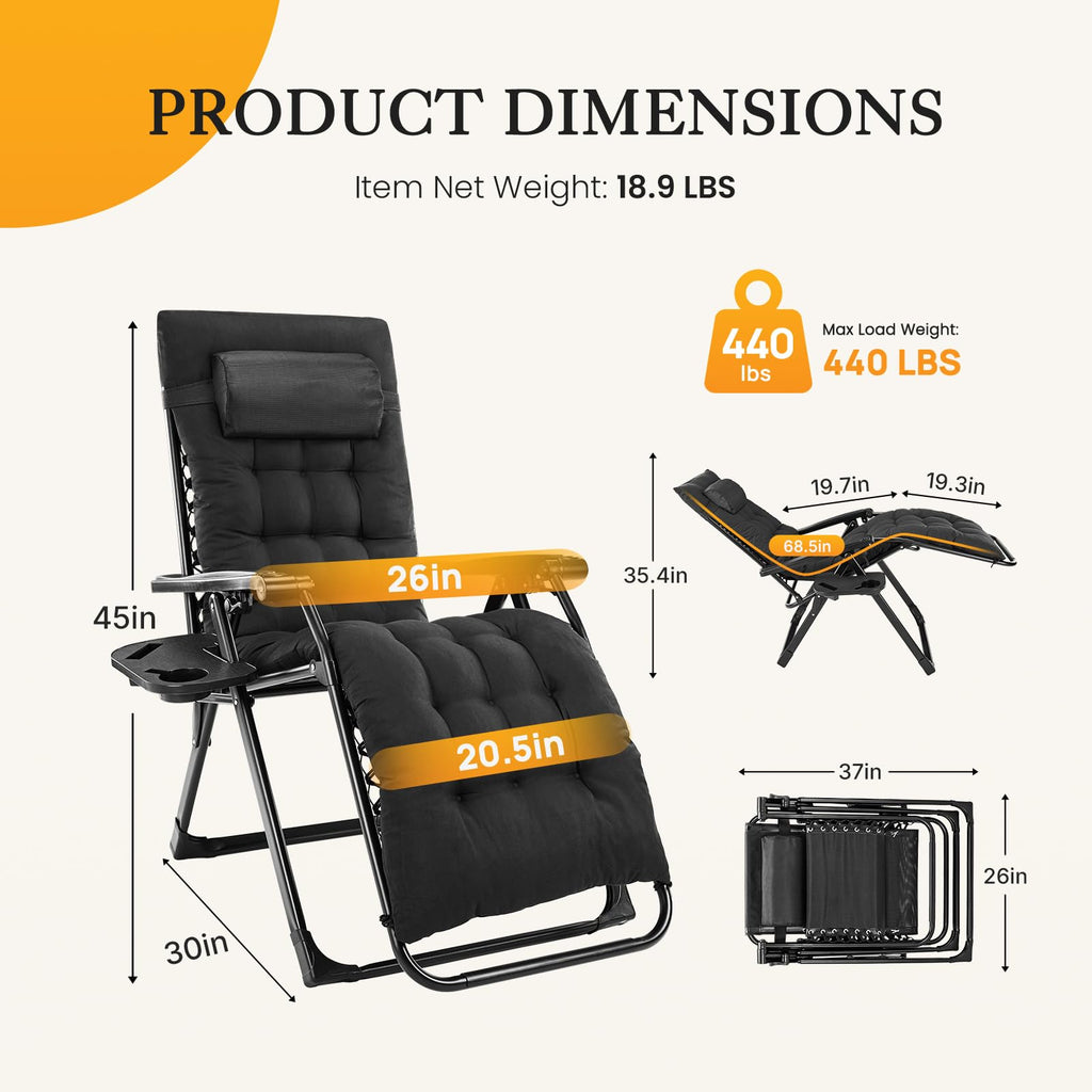 Zero Gravity Chair with Cup Holder Trays Q3658