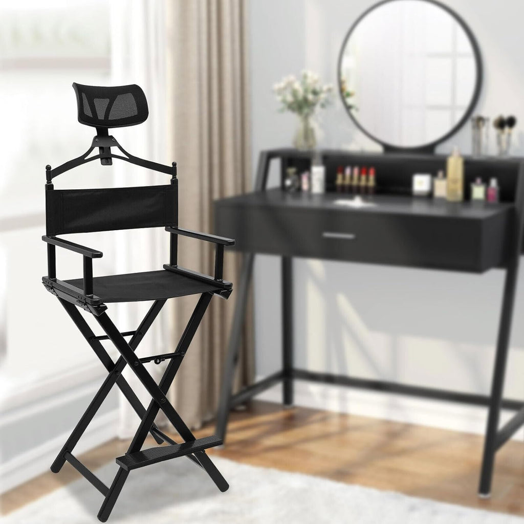 Extra Tall Foldable Makeup Artist Stool Chair with Head Rest W66582