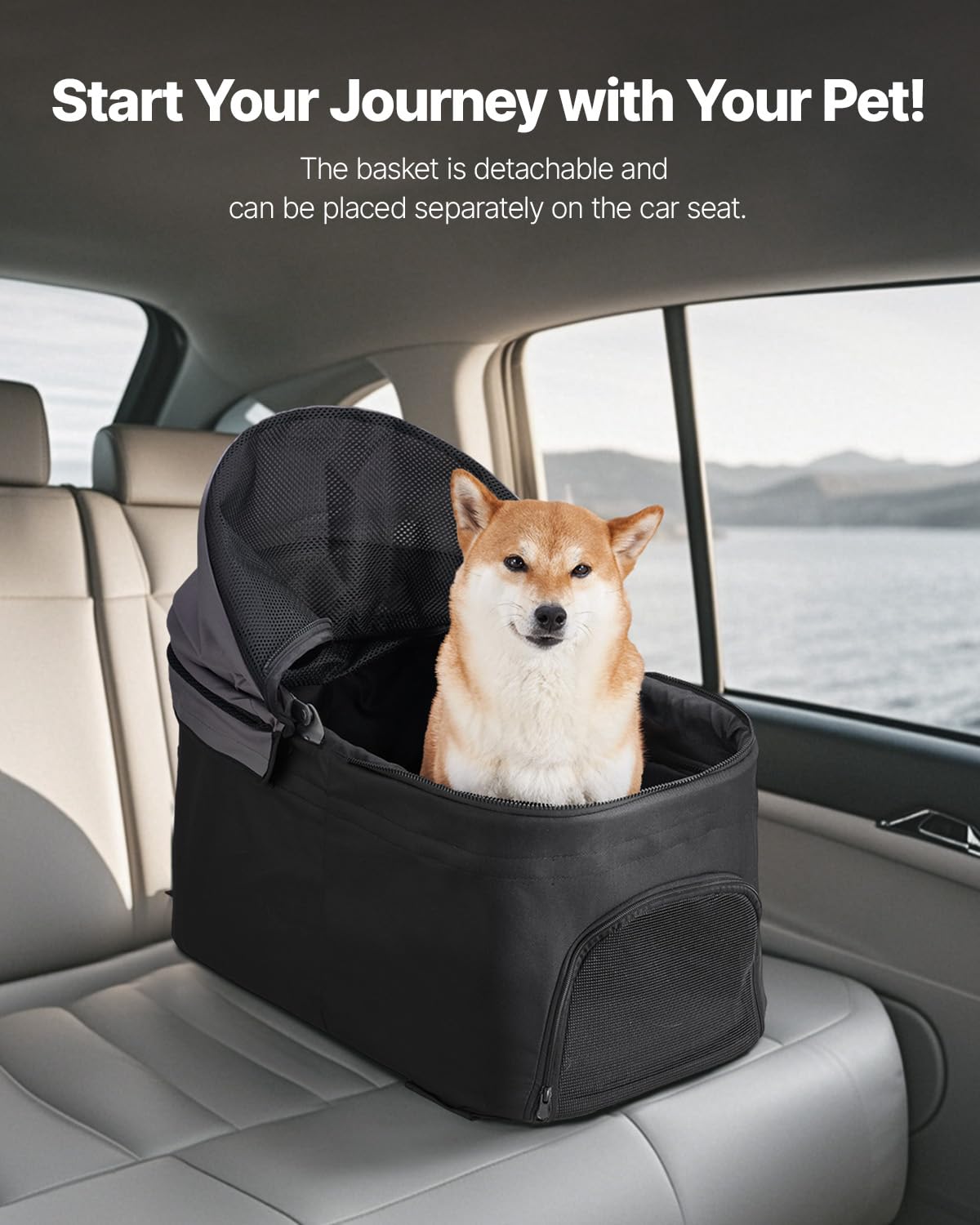 Foldable 4 Wheels Pet Stroller with Detachable Carrier P105075