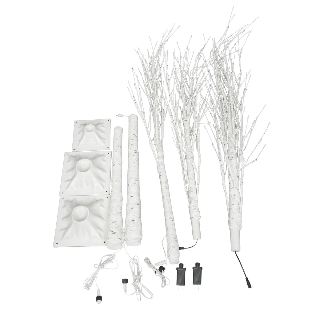 White Birch Tree Set with 246 LED Lights N6678