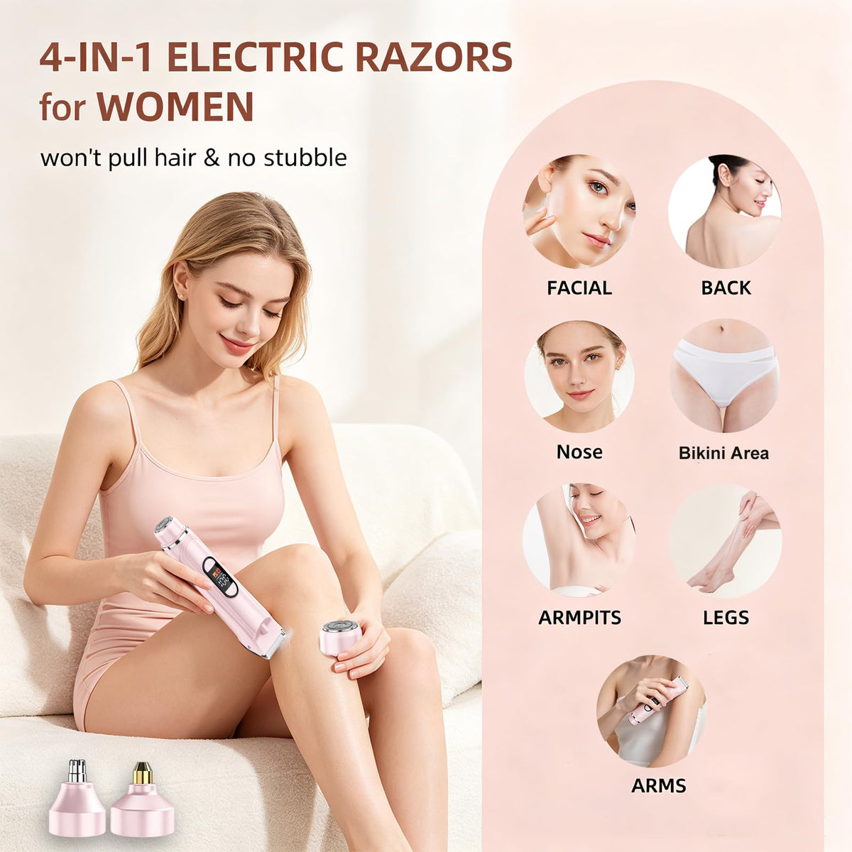 Waterproof Rechargeable Electric Razor with 2 Heads T792