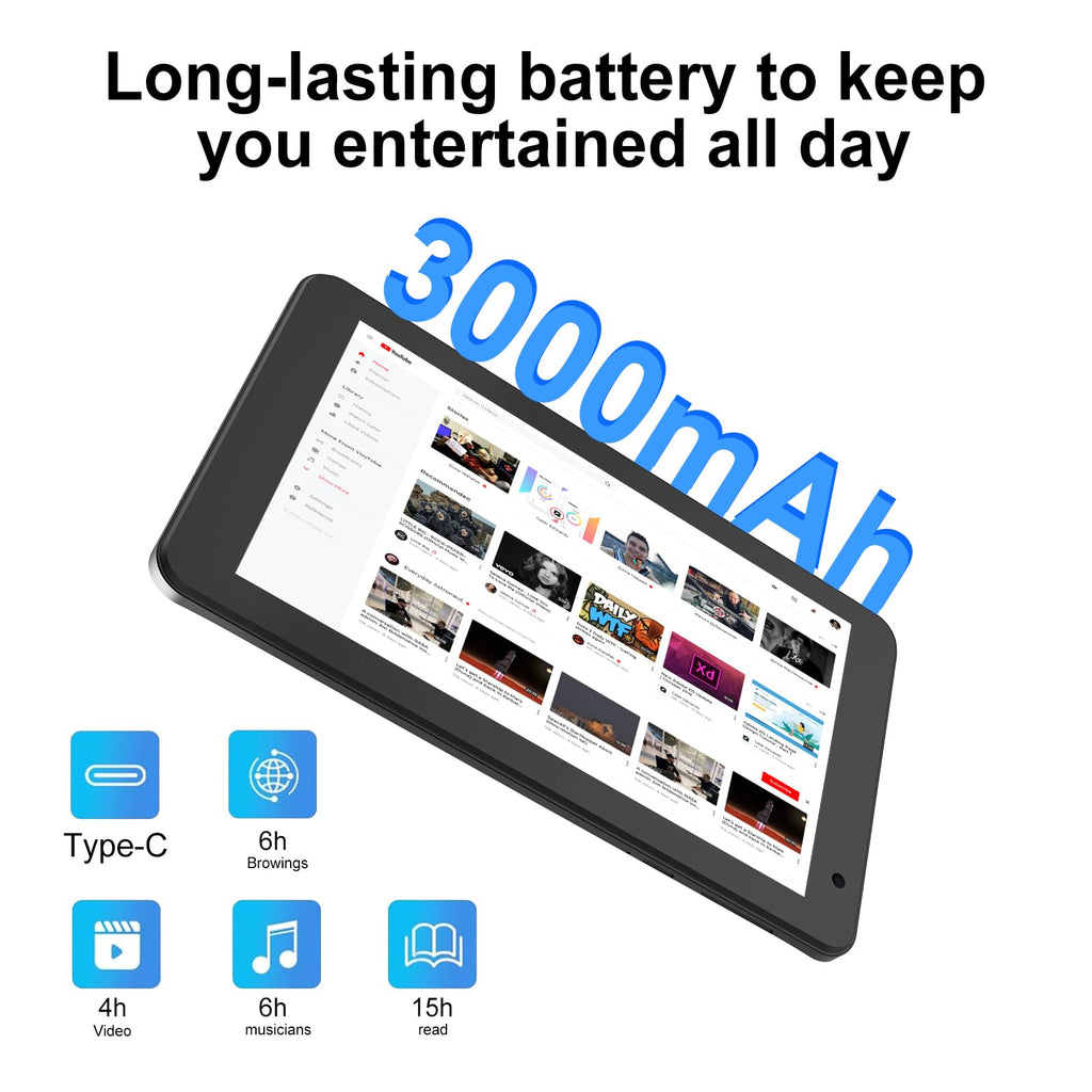Android 15 Tablet 7 inch 8GB RAM 32GB ROM Quad-Core Tablet PC D120
