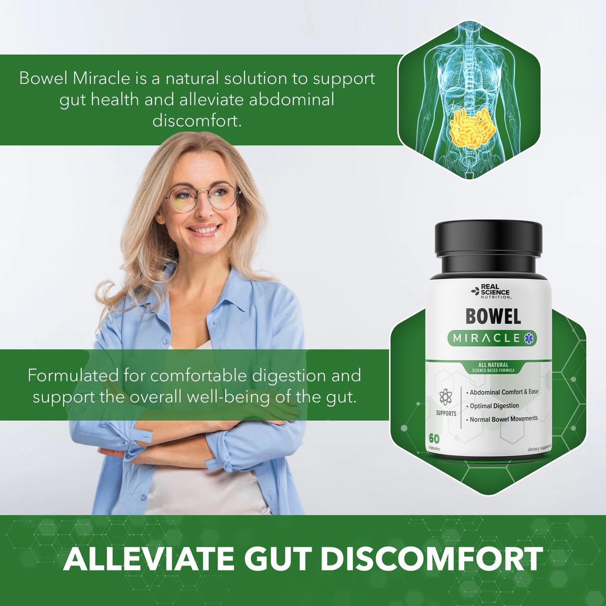 60 Caps Gut Support Supplement with Vinitrox GABA I65857