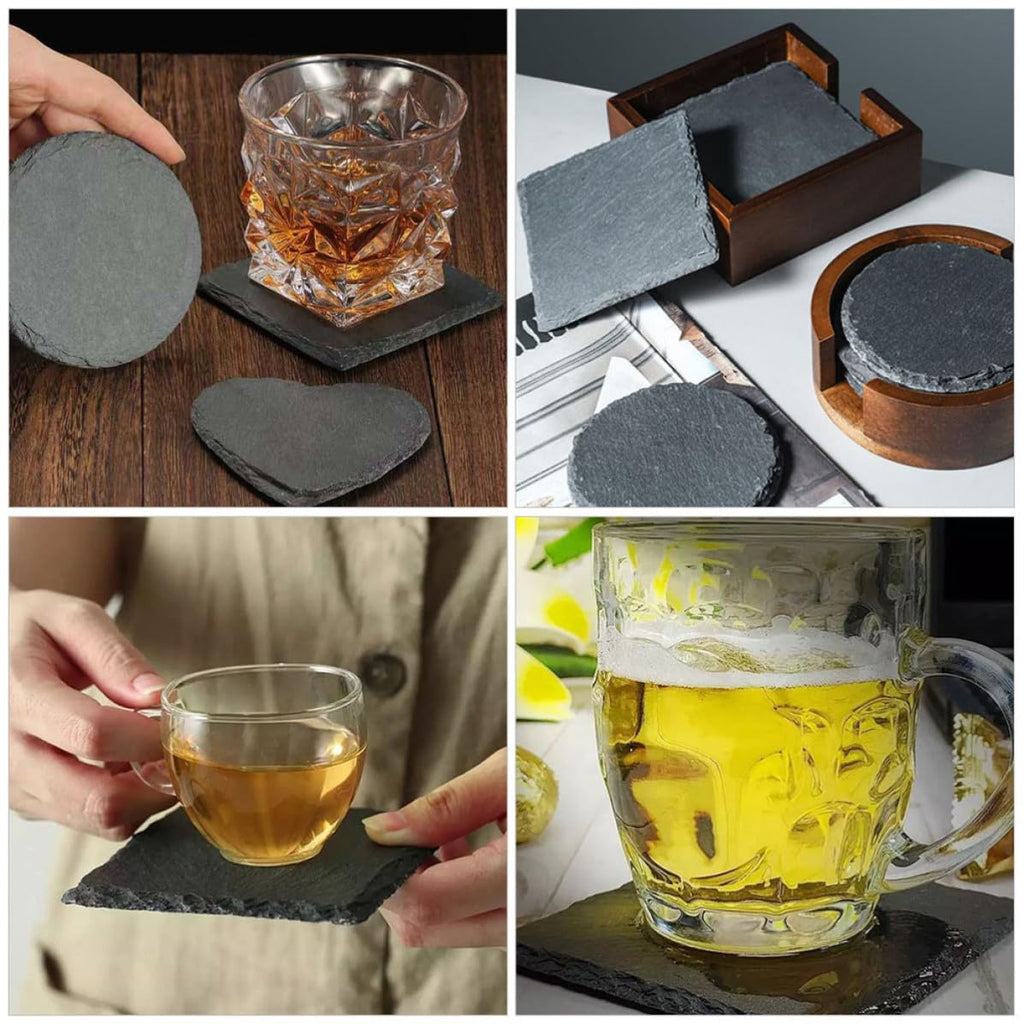 Black Natural Stone Coasters Set Y783