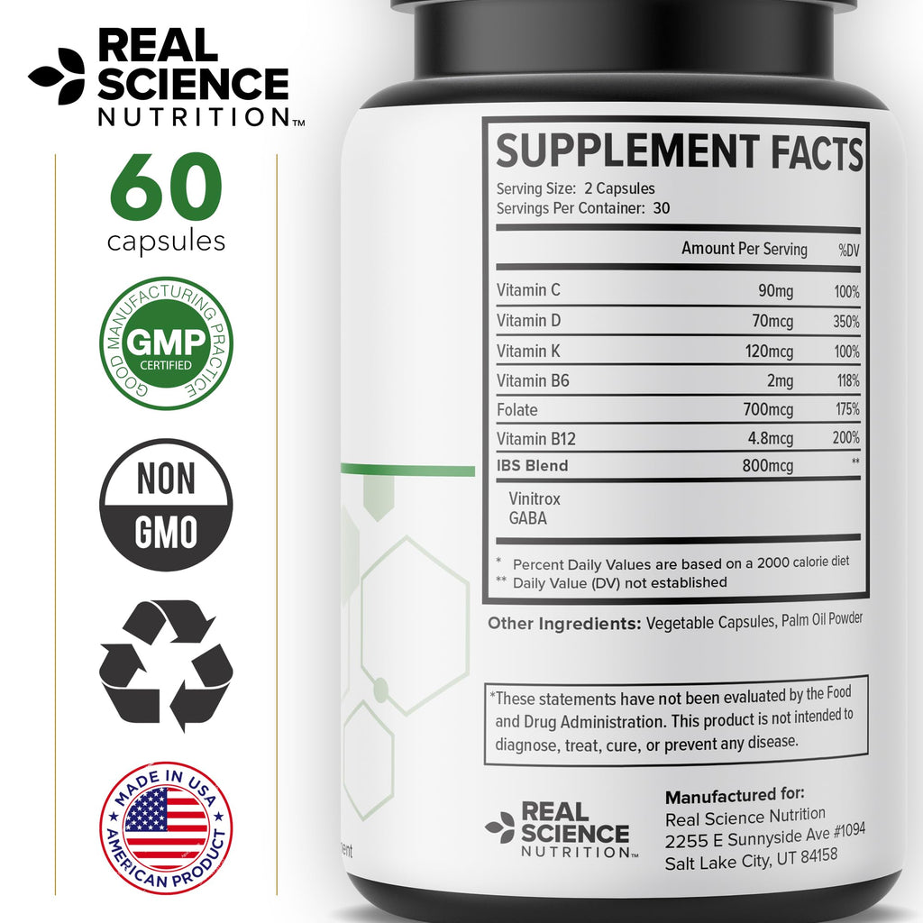 60 Caps Gut Support Supplement with Vinitrox GABA I65857