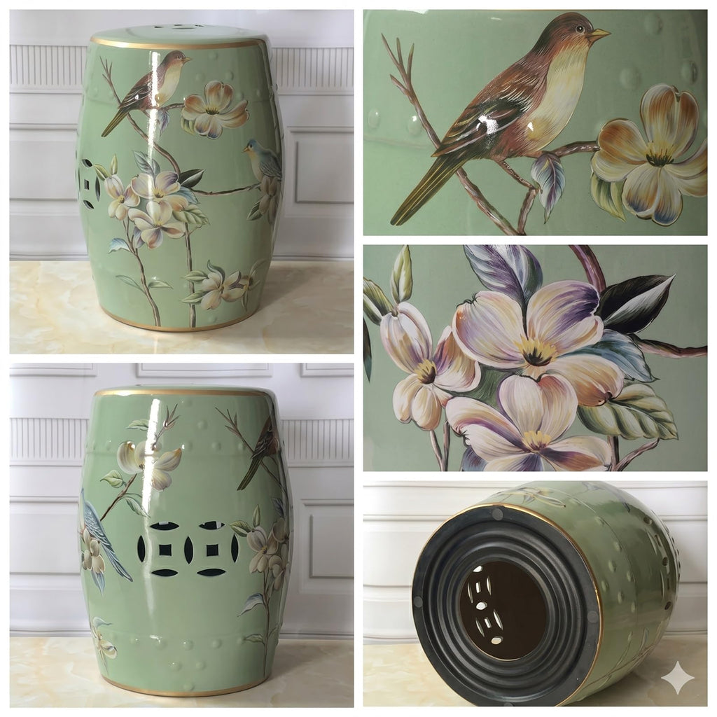 Hand-Painted Blue White Ceramic Garden Stool H451