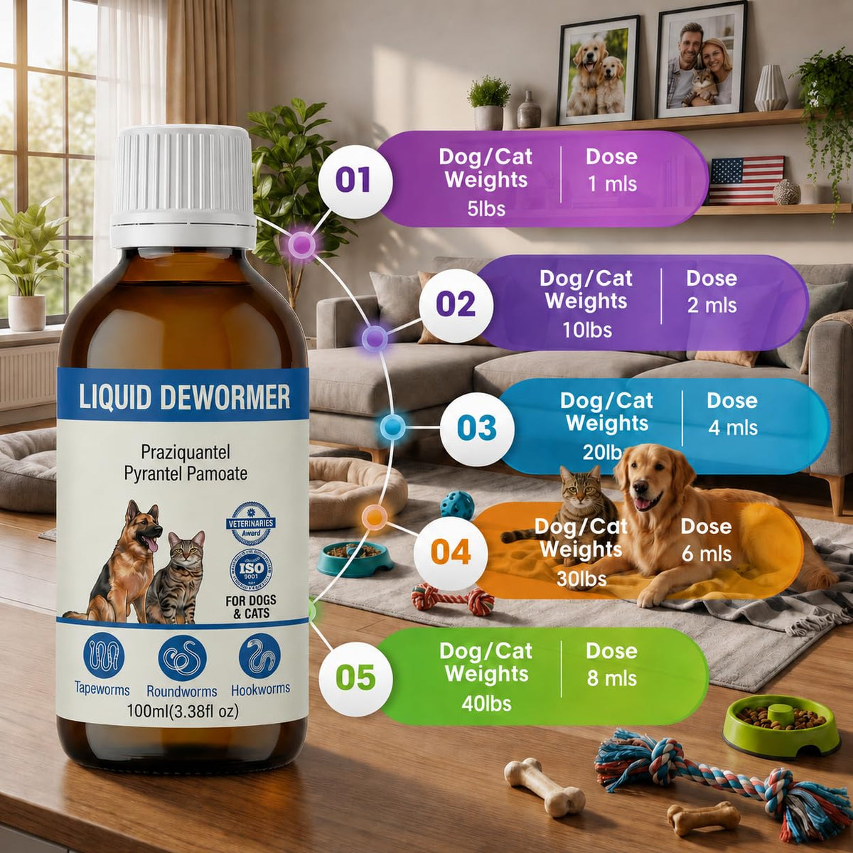 Liquid Dewormer for Dogs & Cats 3.5 fl oz R891231