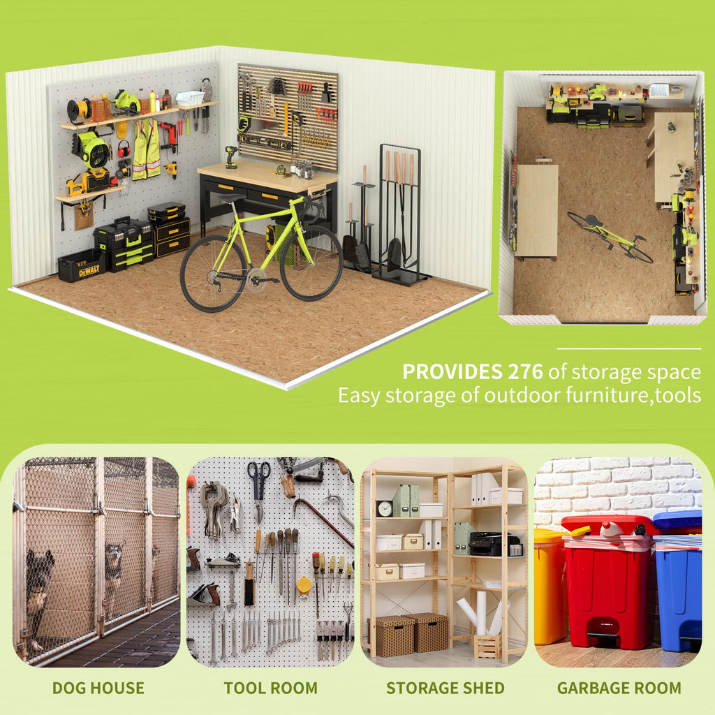 10x14 Metal Storage Shed with Lockable Doors F583