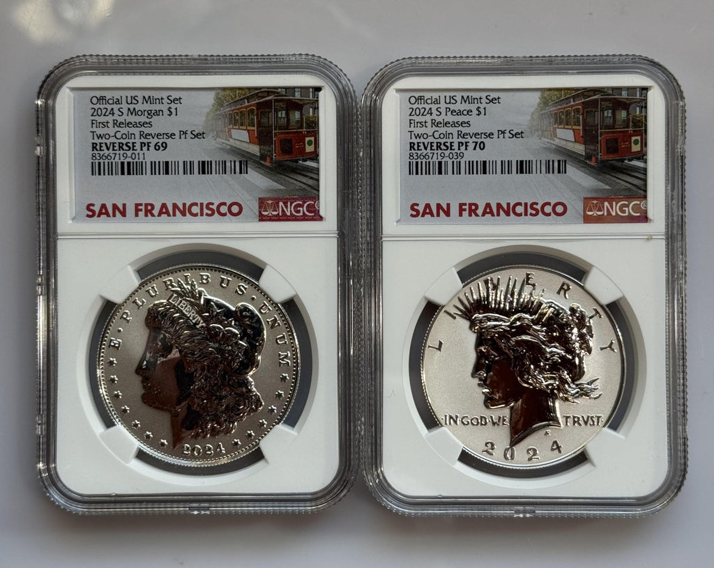 Morgan and Peace Silver Dollar 2 Coin Set F499