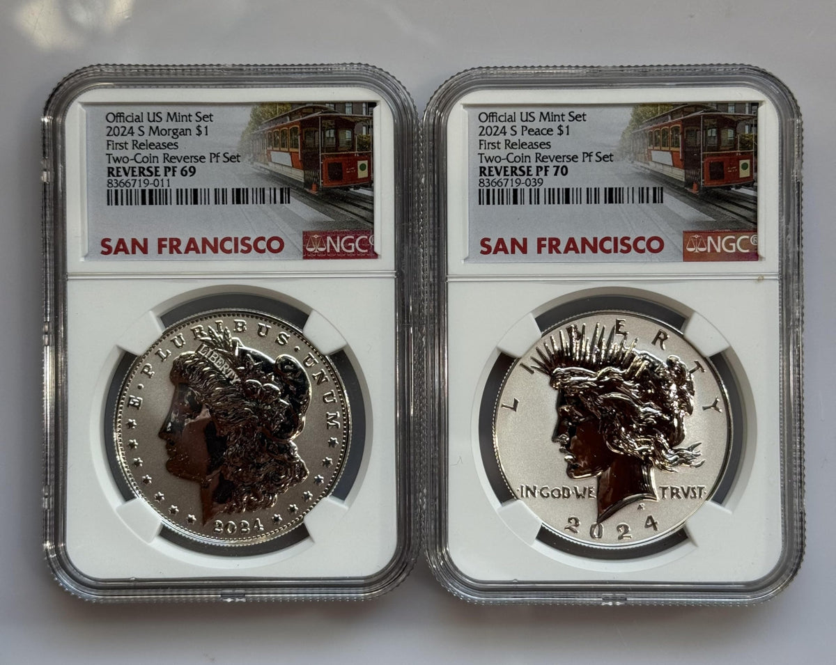 Morgan and Peace Silver Dollar 2 Coin Set F499