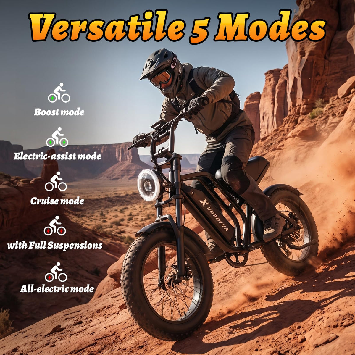 1500W Peak 20"x4" Fat Tire Electric Bike J720